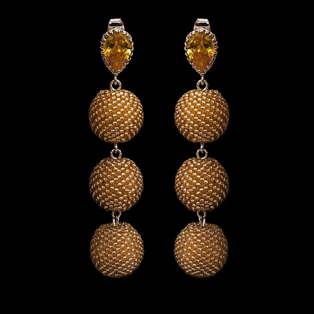 Gold Handmade Tiered Earrings