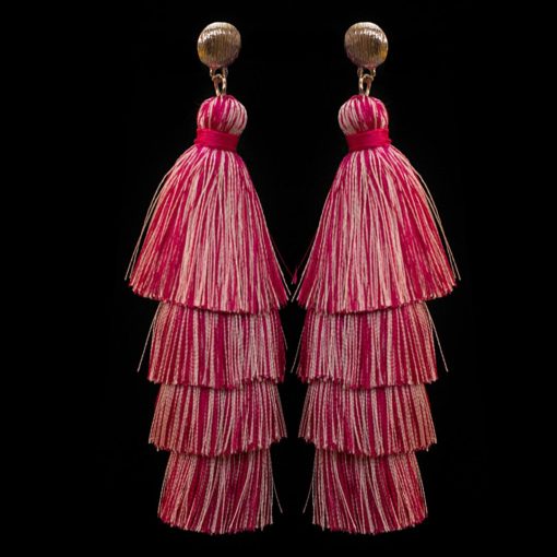 Handmade Tassel Earrings (Pink)